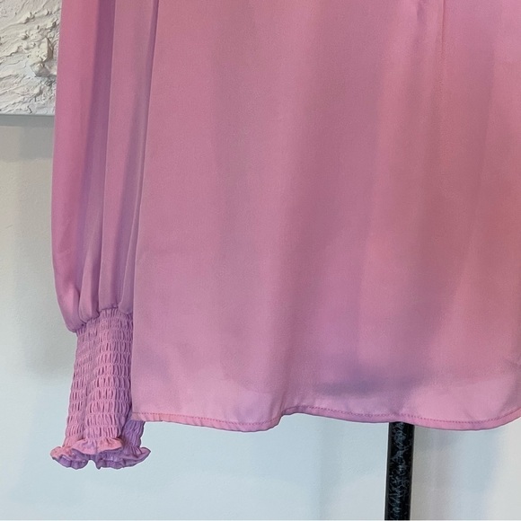 Free People Smocked Blouse Top Long Sleeve Ruffle Moonlit Orchid Pink Sz S $88. - Picture 3 of 9